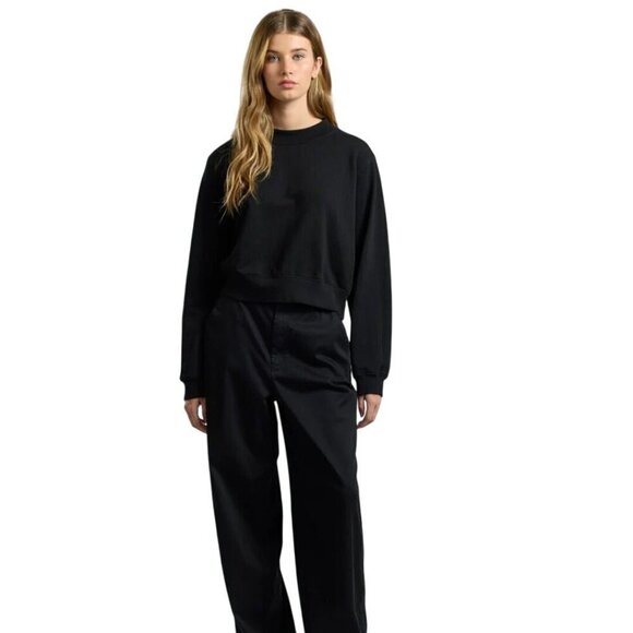 Cotton Citizen Milan Crew Sweatshirt Jet Black Sustainable Cotton Size L - Picture 4 of 8